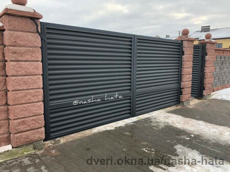 Производитель ворот НАША ХАТА. Ворота жалюзи. Монтаж ворот распашных.